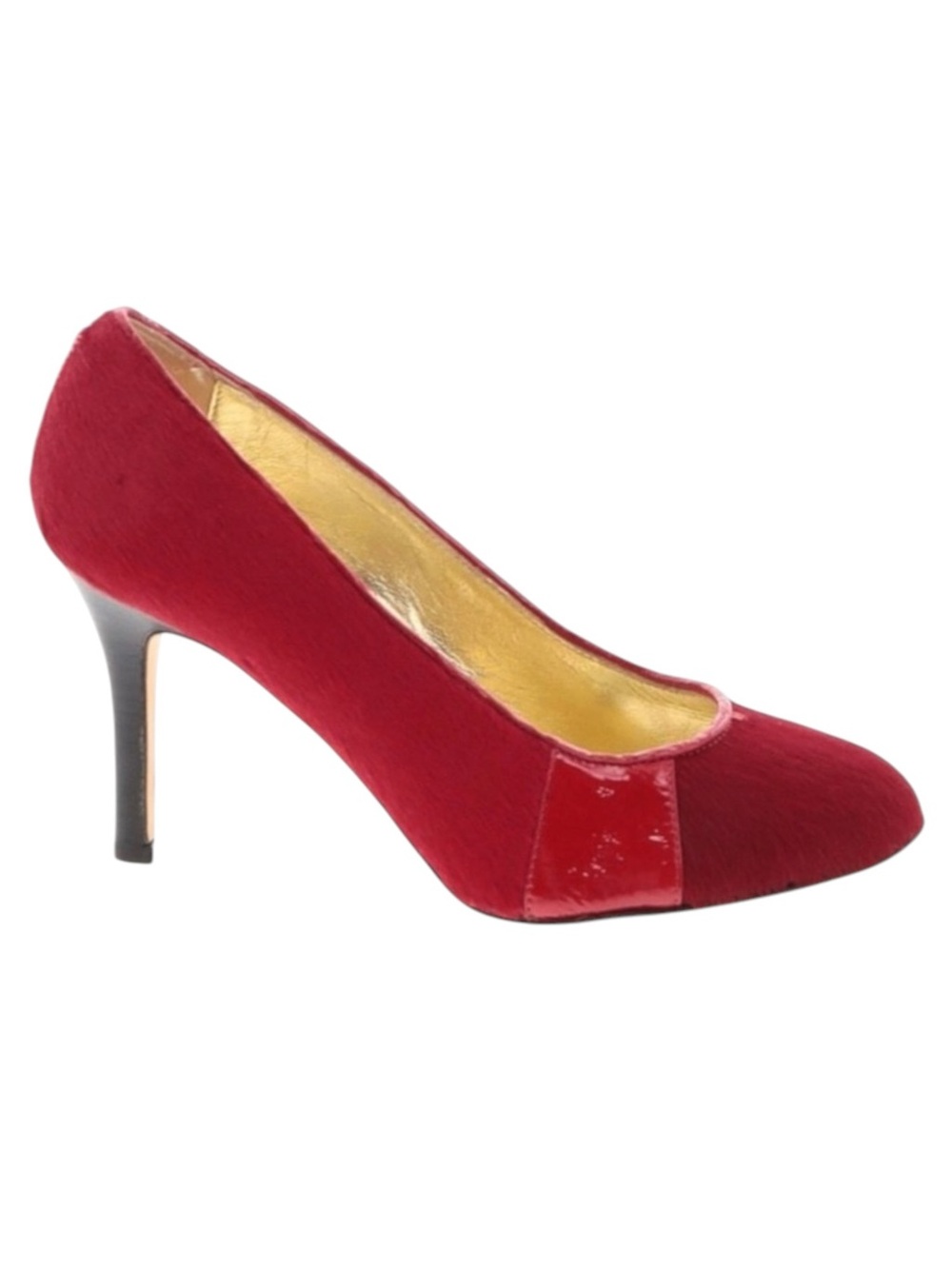 VHTF: new Goldenbleu ♛ Tina Mixed Media Pony Hair Heels Pumps ♛ Red 37.5 7M 7.5M - Picture 3 of 17